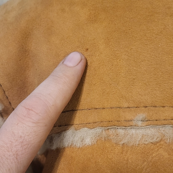 Vintage Women's Chestnut Suede and Cream Shearling Coat Size 16 - Picture 14 of 16